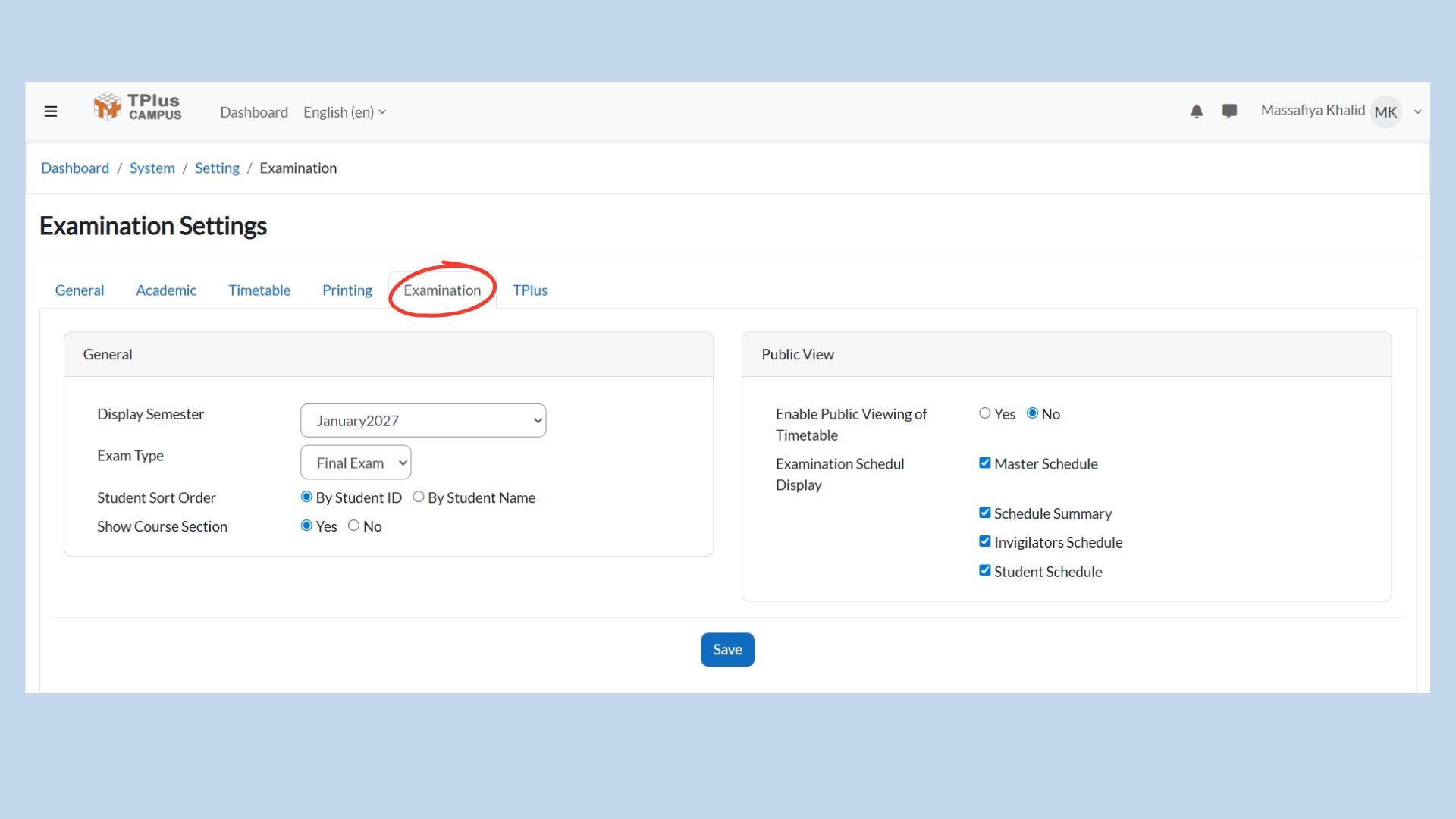 examination settings